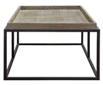 Lex Rustic Oak Wood/Metal Cocktail Table with Tray Top