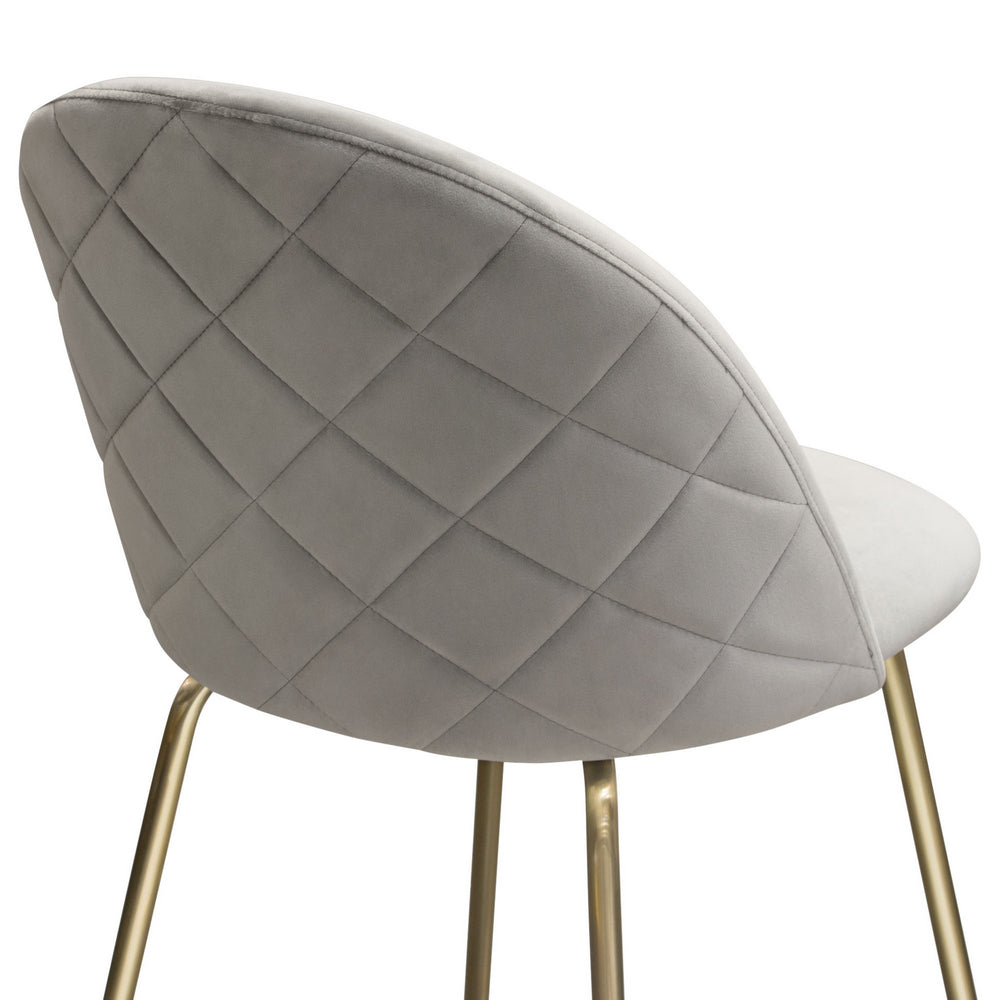 Lilly 2 Grey Velvet/Brushed Gold Metal Bar Chairs