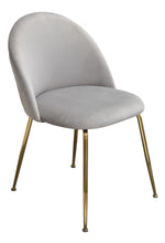 Lilly 2 Grey Velvet/Brushed Gold Metal Side Chairs