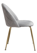 Lilly 2 Grey Velvet/Brushed Gold Metal Side Chairs