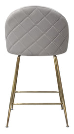Lilly 2 Grey Velvet/Gold Metal Counter Height Chairs
