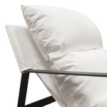 Miller White Linen Fabric Sling Accent Chair