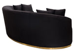 Raven Black Velvet Contoured Sofa (Oversized)