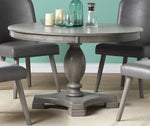 Waylon Gray Oak Wood Round Dining Table with Pedestal Base