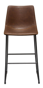 Theo 2 Weathered Chocolate PU Leather/Metal Bar Chairs