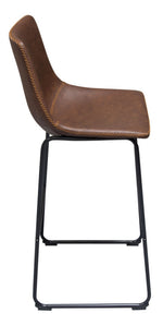 Theo 2 Weathered Chocolate PU Leather/Metal Bar Chairs