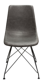 Theo 4 Weathered Gray PU Leather/Metal Side Chairs