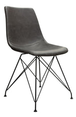 Theo 4 Weathered Gray PU Leather/Metal Side Chairs