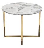 Vida Faux Marble Finish/Gold Metal End Table