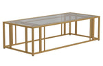 Zareen Clear Glass/Matte Brass Metal Coffee Table