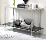 Angwin Chrome Metal/Mirror Console Table with Faux Marble Shelf