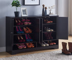 Hemera Red Cocoa Wood Shoe Cabinet with 2 Bottom Shelves