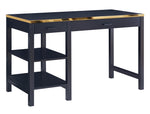 Romane Black/Gold Wood 2-Drawer Desk