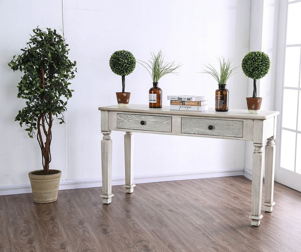 Joliet Antique White Wood Sofa Table