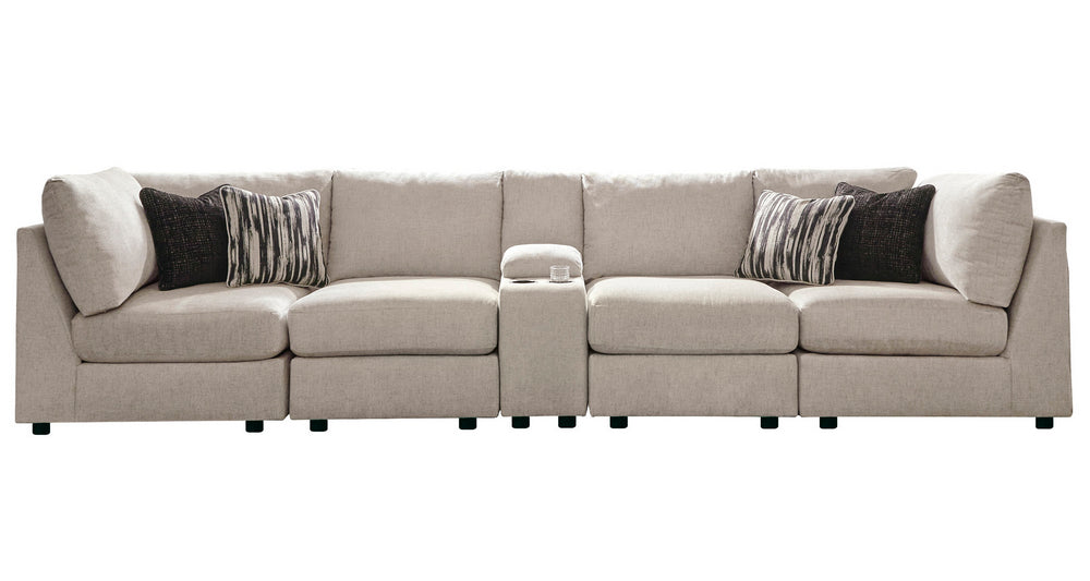 Kellway 5-Pc Bisque Fabric Sectional Sofa with Console