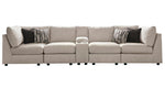 Kellway 5-Pc Bisque Fabric Sectional Sofa with Console