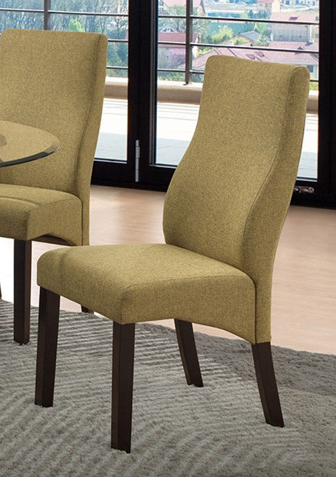 Mohini 2 Mustard Green Linen/Espresso Wood Side Chairs