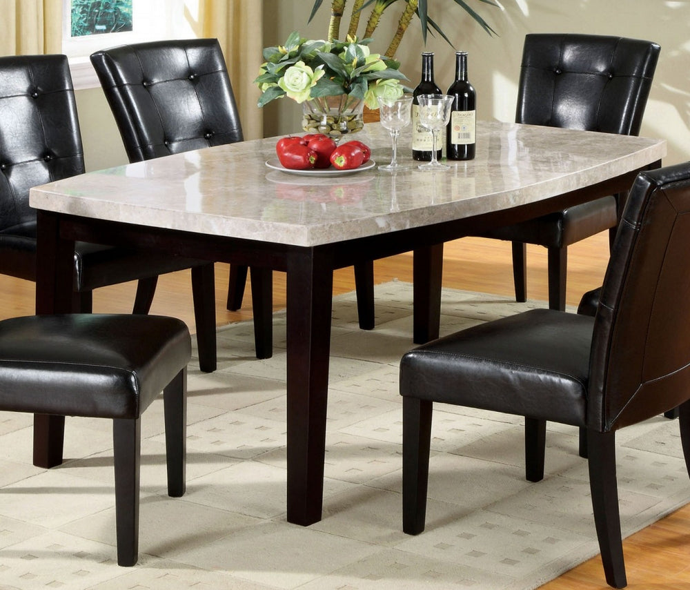 Marion Oval-Edge Dining Table with Marble Top