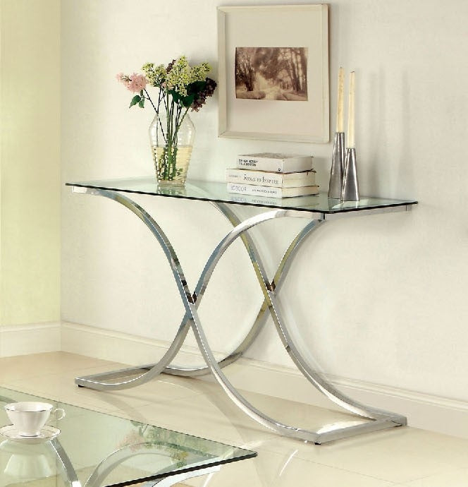 Luxa Chrome Glass/Metal Sofa Table