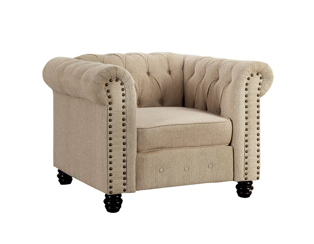 Winifred Ivory Chenille Fabric Chair