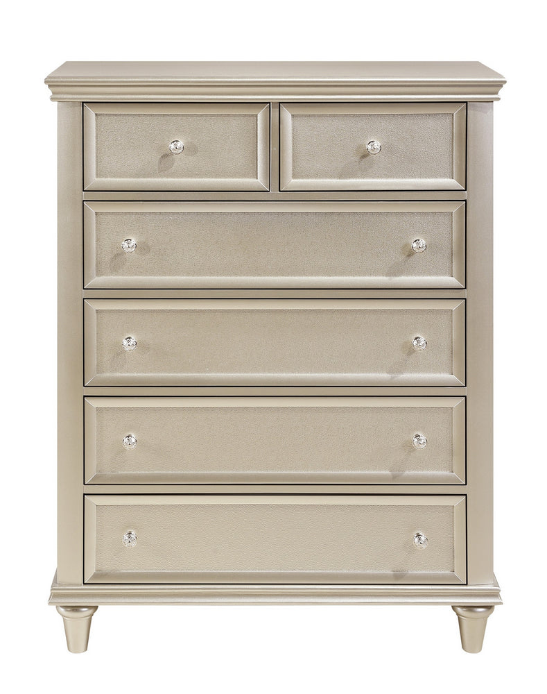 Celandine 6-Drawer Silver Finish Wood Chest