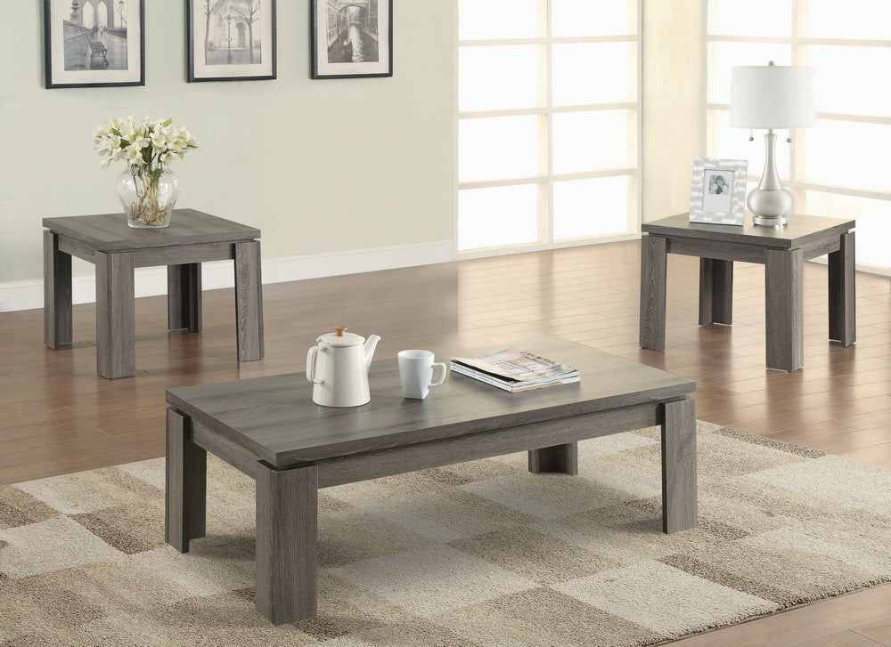 Bunny 3-Pc Weathered Grey Wood Coffee Table Set