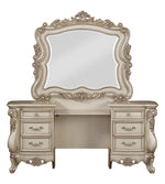 Gorsedd Antique White Wood Vanity Desk with Mirror