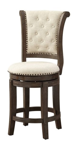 Glison Beige Fabric/Walnut Wood Counter Height Chair