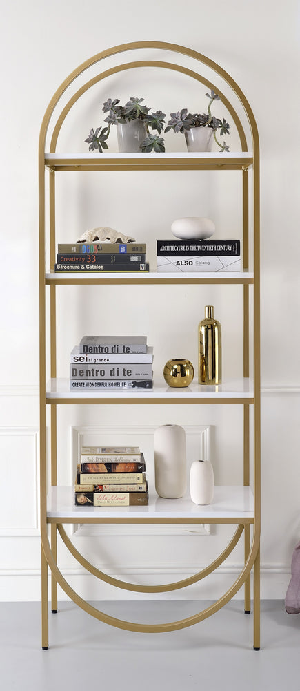 Lightmane White Wood/Gold Metal Bookshelf