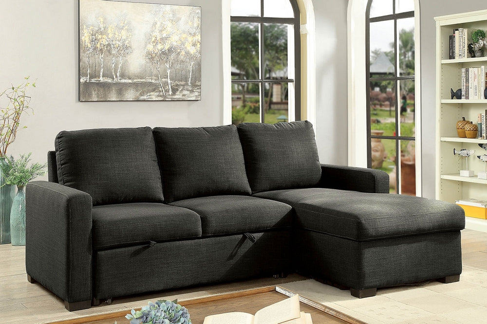 Arabella Dark Gray Fabric Sectional w/Sleeper