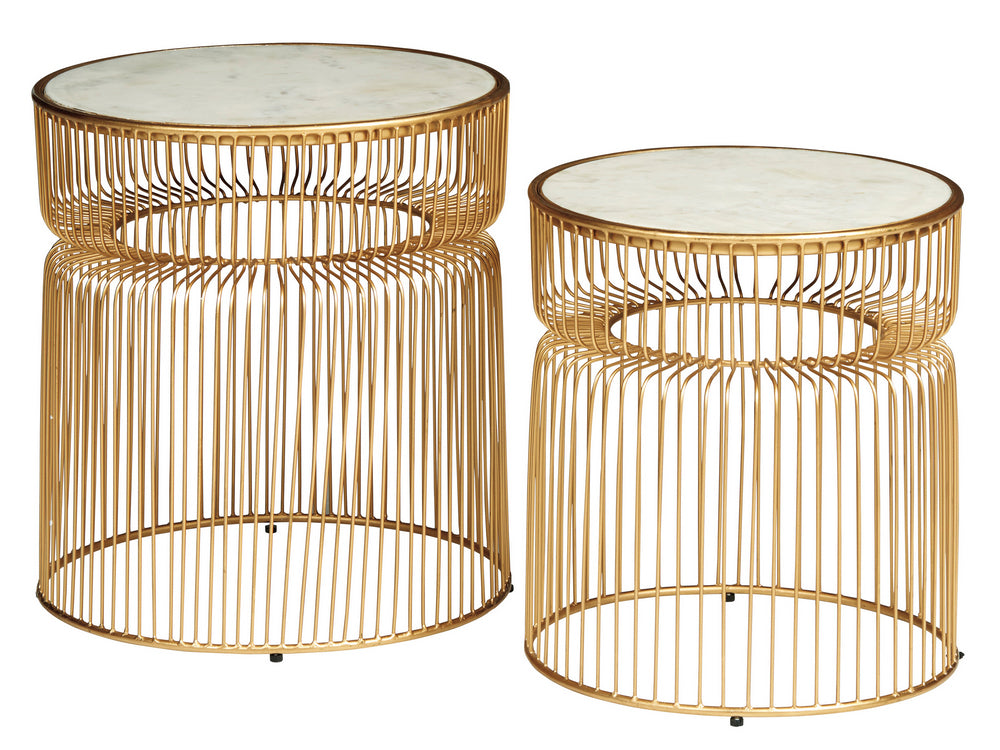 Vernway 2-Pc White/Gold Accent Table Set