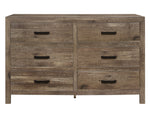 Mandan Weathered Pine Wood 6-Drawer Dresser