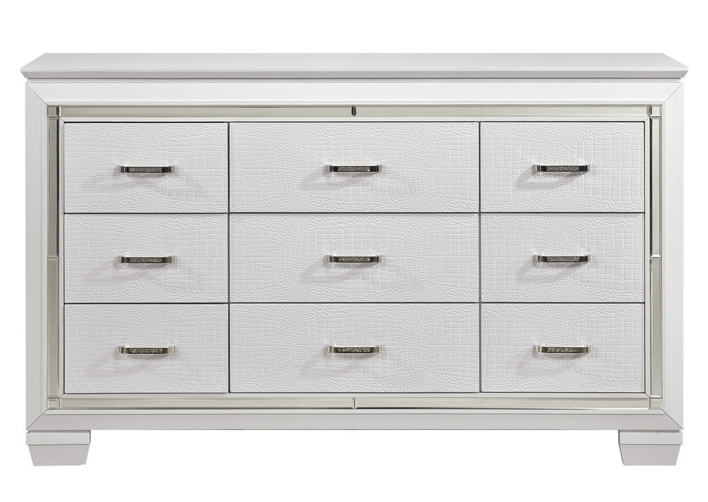 Allura White Wood Dresser with Alligator Embossing