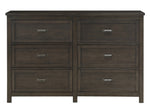 Hebron Dark Cherry Wood 6-Drawer Dresser