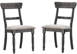 Leventis 2 Light Brown Linen/Weathered Gray Wood Side Chairs