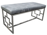 Ruth Grey Velvet/Steel Accent Bench