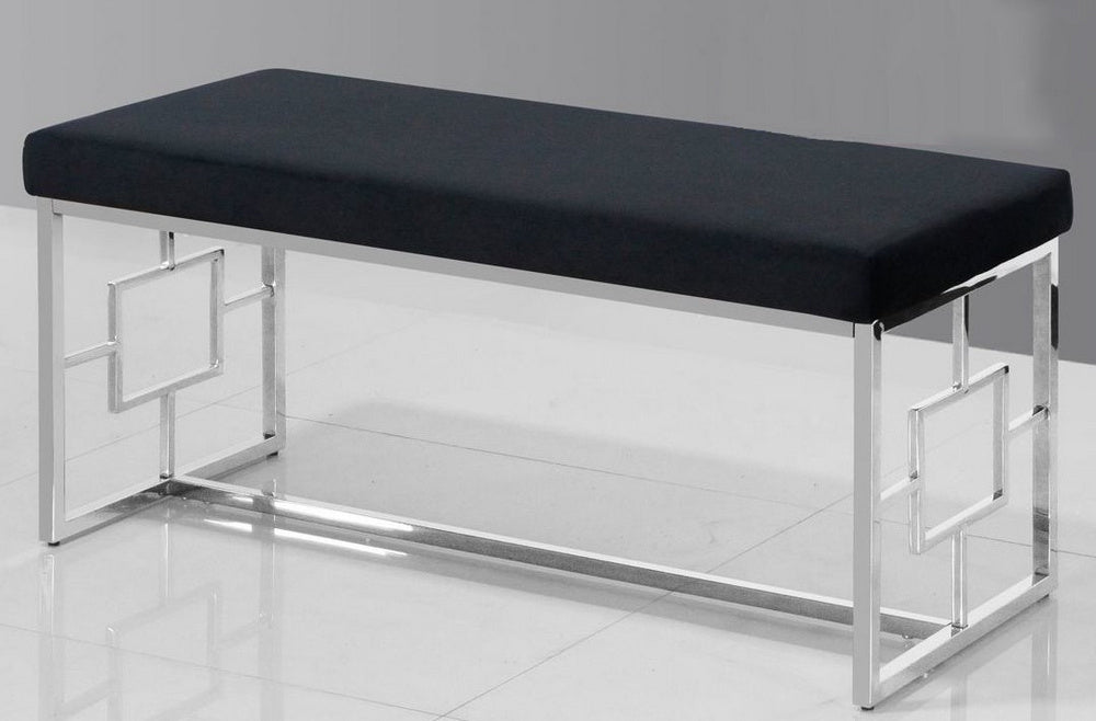 Ruth Black Velvet/Silver Metal Accent Bench