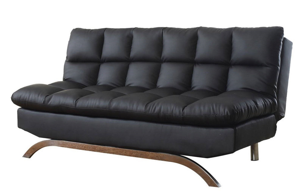 Lugo Black Soft PU Leather Sofa Bed