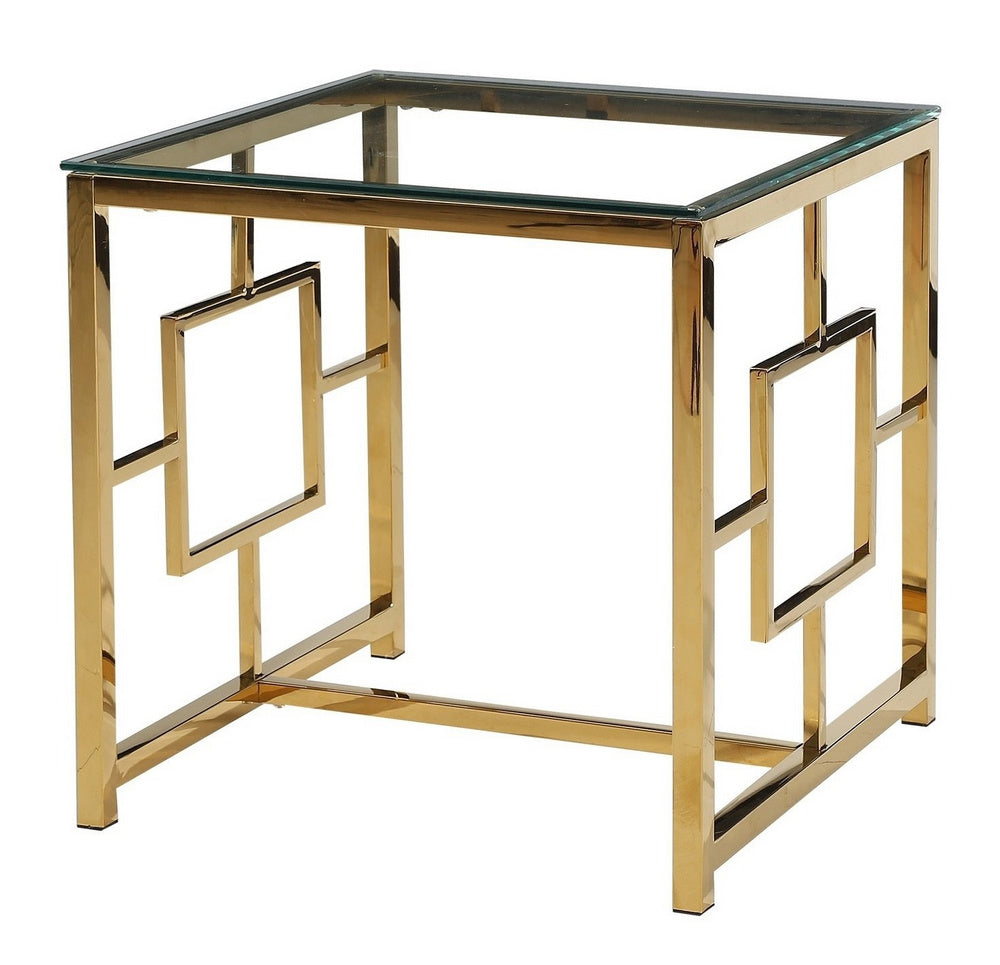 Verity Clear Glass/Gold Plated End Table