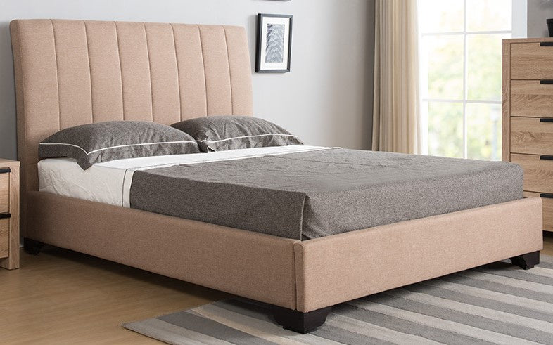 Merlyn Beige Fabric Upholstered Queen Bed