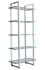 Hartford Clear Glass/Chrome Finish Metal 5-Tier Bookcase