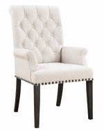 Phelps Beige Fabric/Smokey Black Wood Arm Chair