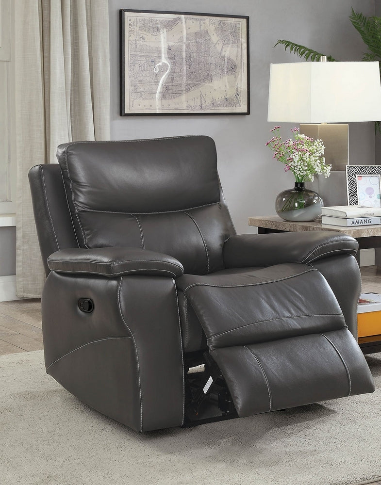 Lila Gray Grain Leather Match Manual Recliner