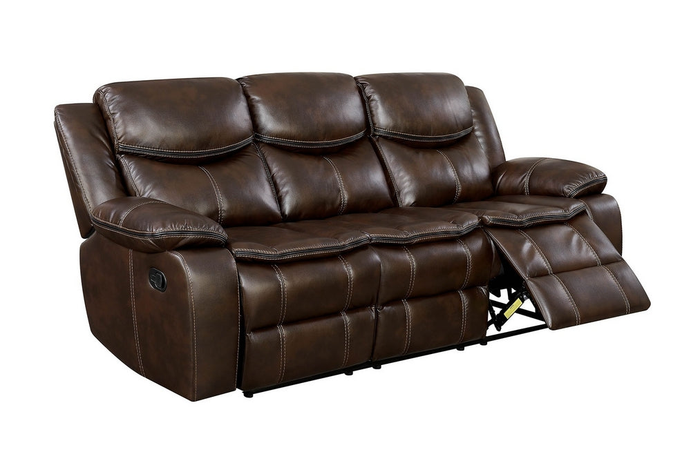 Pollux Brown Leatherette Manual Recliner Sofa