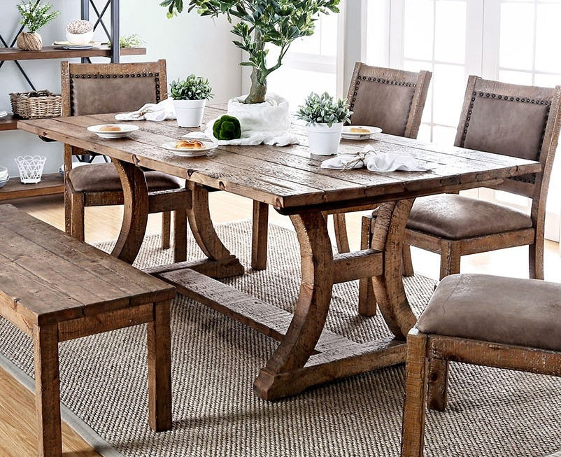 Gianna Rustic Pine Solid Wood Dining Table