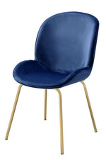 Chuchip 2 Blue Velvet/Gold Metal Side Chairs