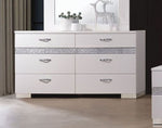 Naima II White High Gloss Wood Dresser with 8 Drawers