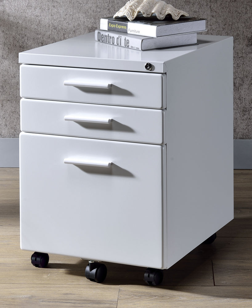 Peden White Metal 3-Drawer File Cabinet with Safety Lock