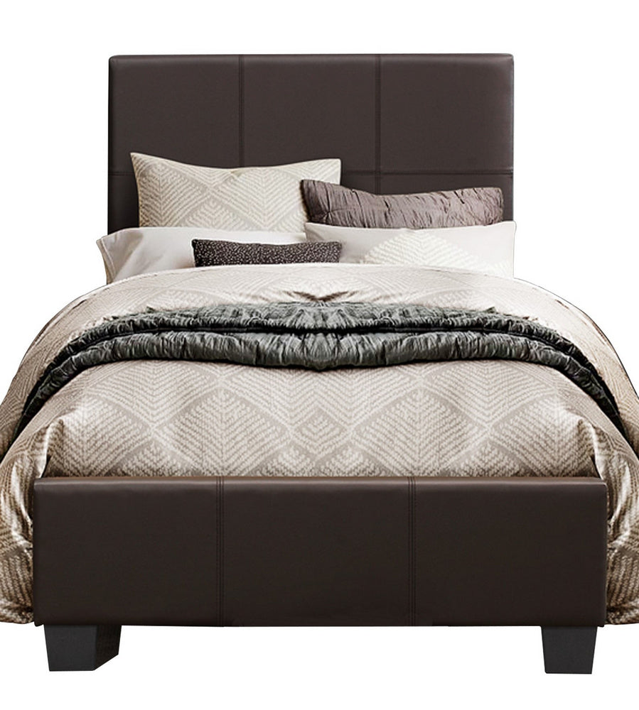 Lorenzi Dark Brown Upholstered Vinyl Twin Bed