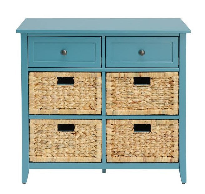 Flavius Teal Wood Accent Cabinet with 6 Drawers